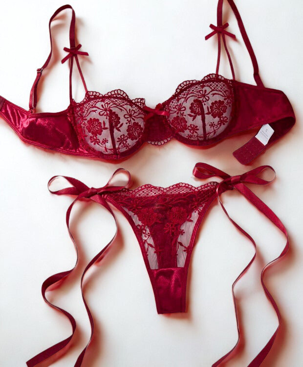 Red Tie Lingerie Set