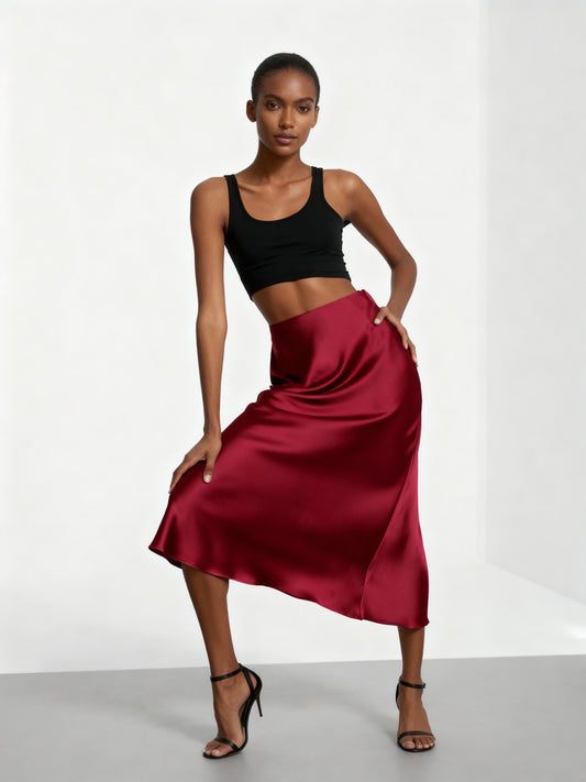 Red Satin Skirt