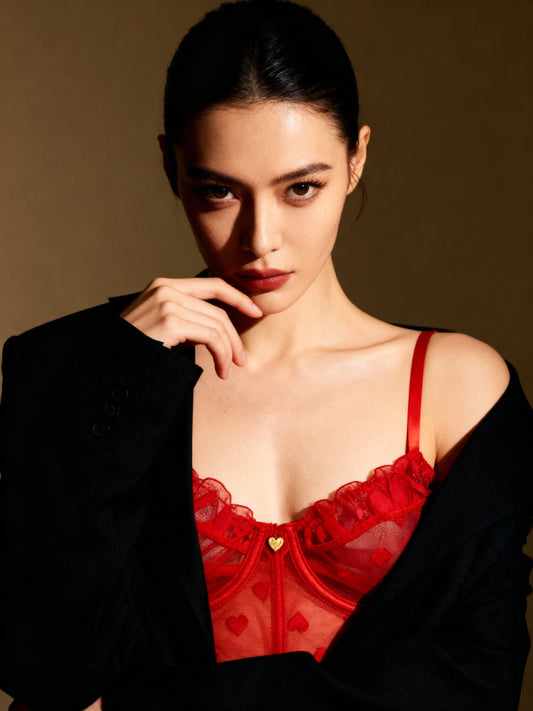 Red Hearts Lingerie Set