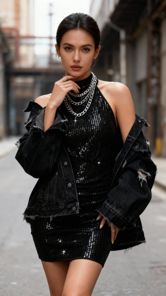 Sequin black dress
