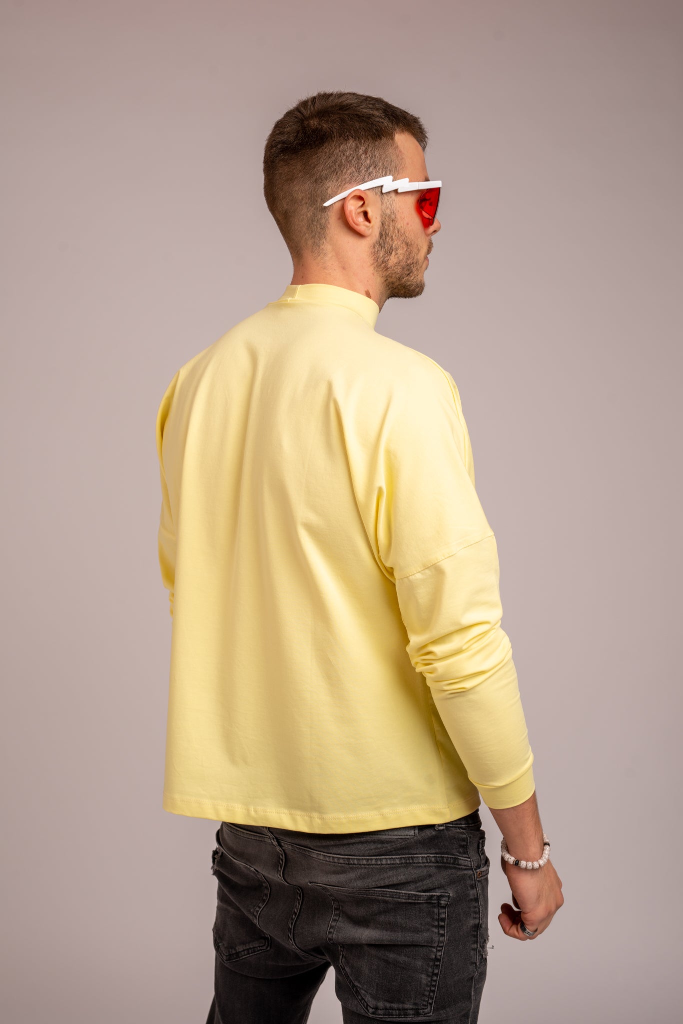 Unisex Drop Shoulder Long Sleeve Shirt (Yellow)