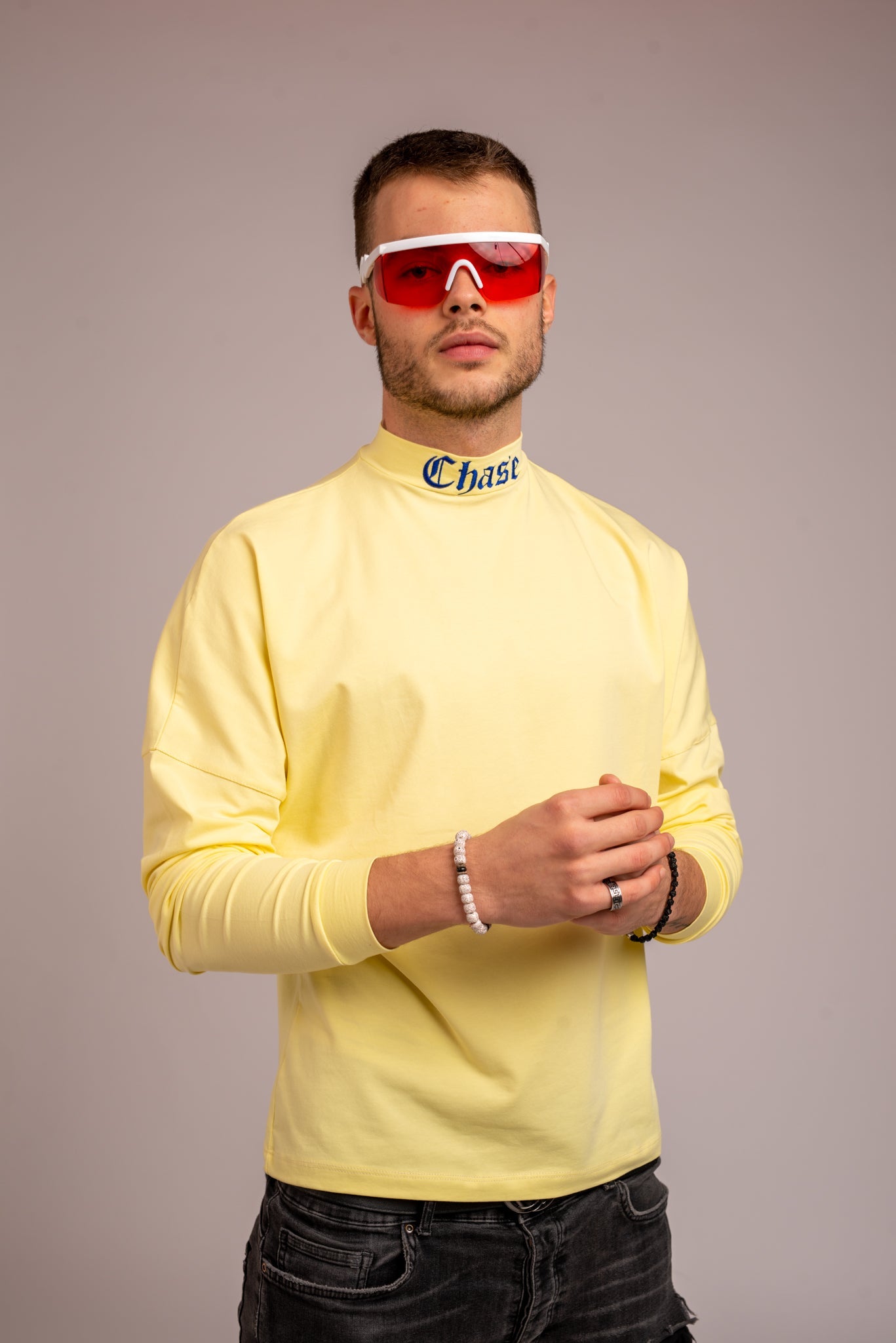 Unisex Drop Shoulder Long Sleeve Shirt (Yellow)