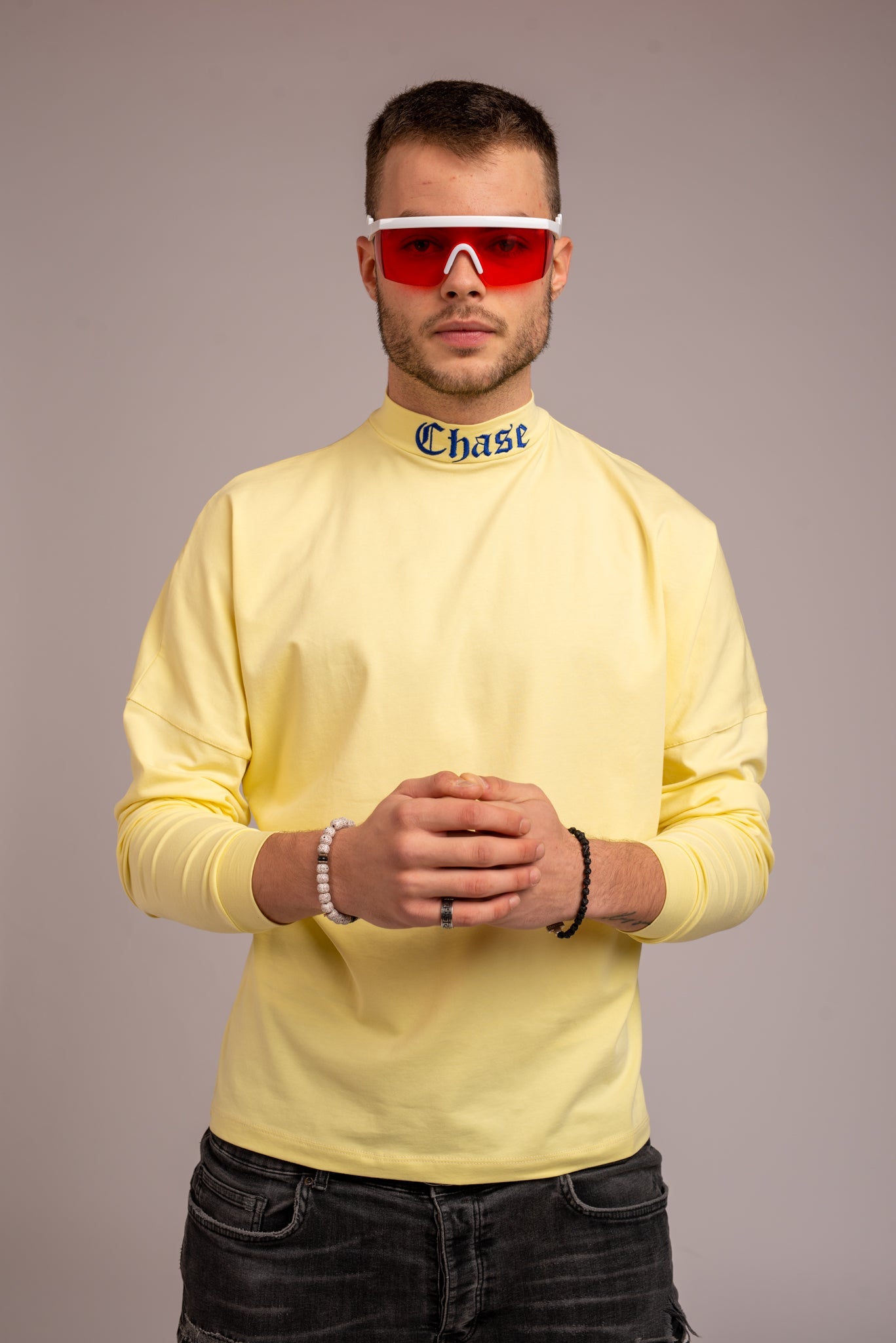 Unisex Drop Shoulder Long Sleeve Shirt (Yellow)