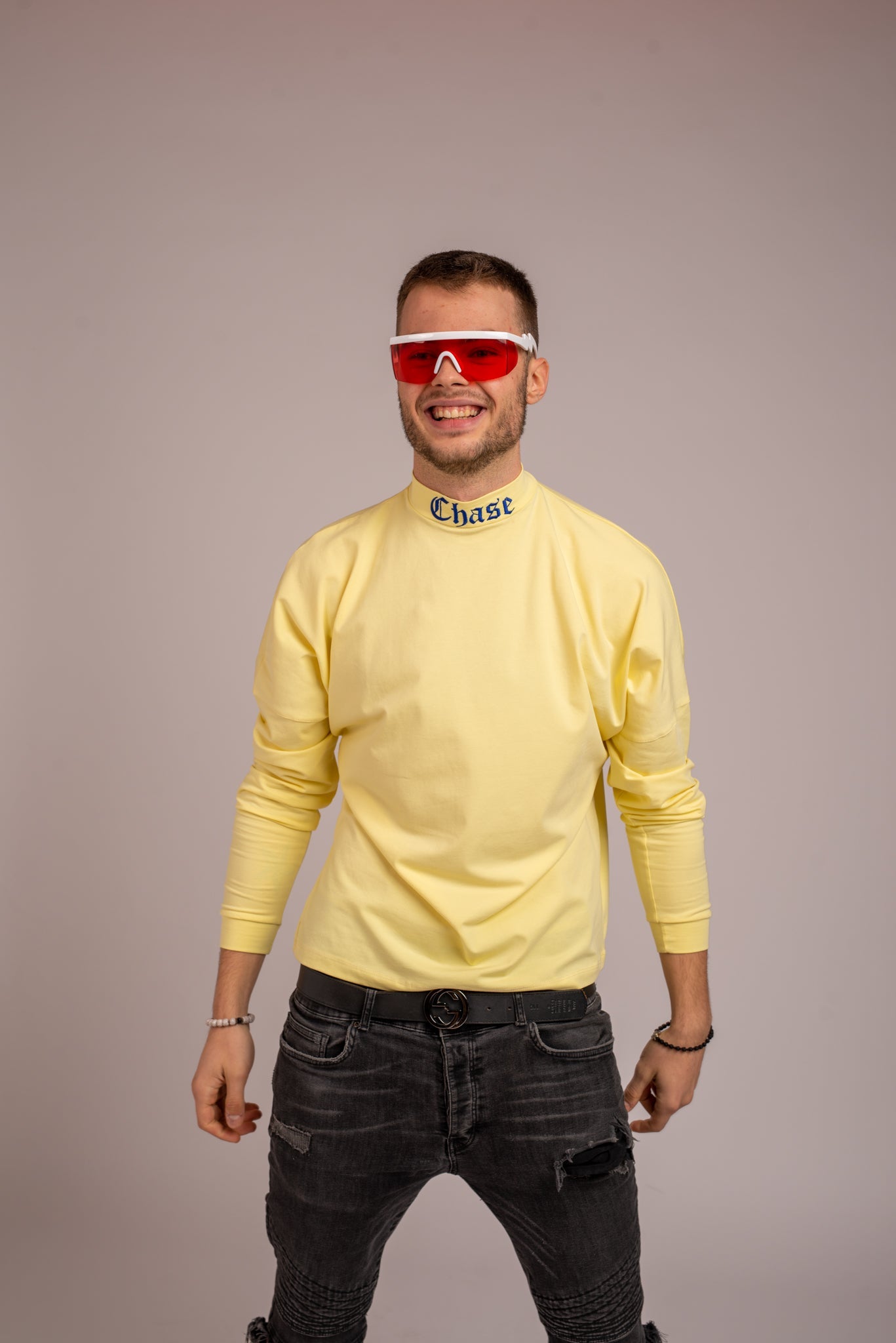 Unisex Drop Shoulder Long Sleeve Shirt (Yellow)