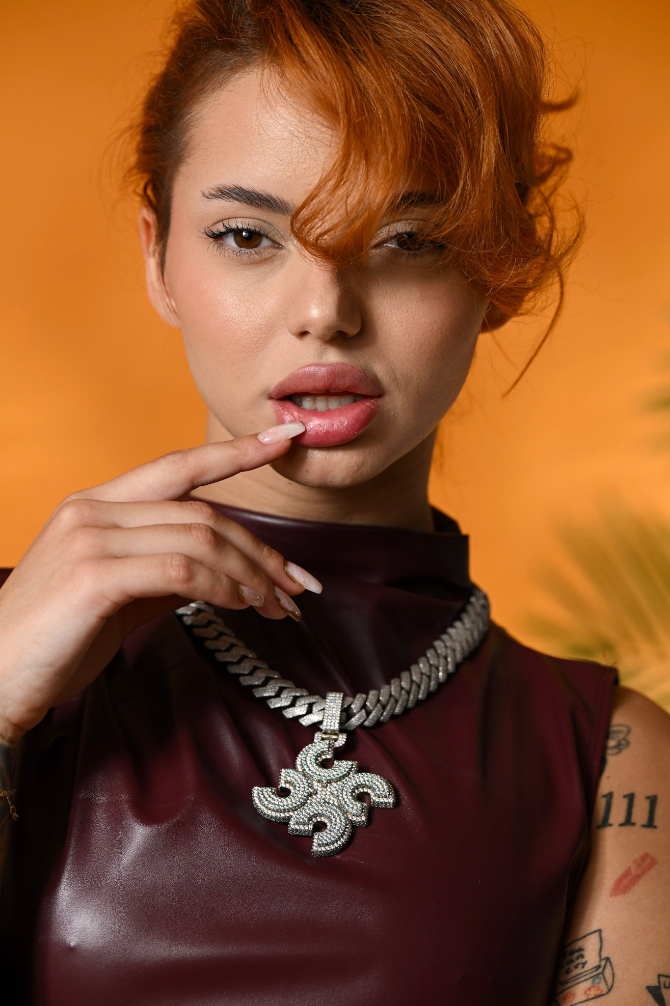 Винтидж кожен топ