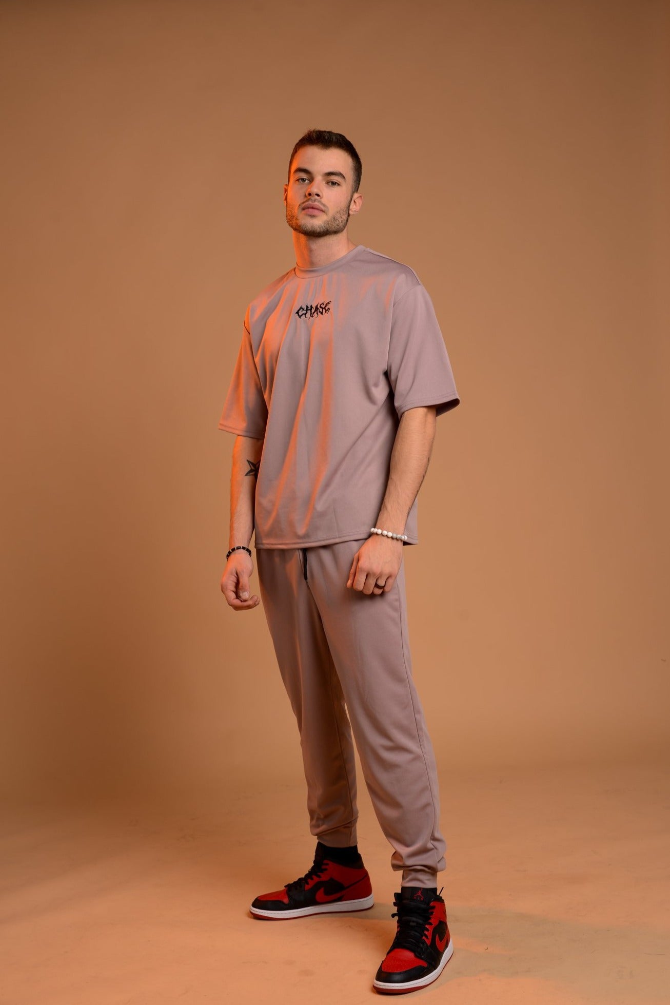 (Set)Men Drop Shoulder Tee and Sweatpants Set