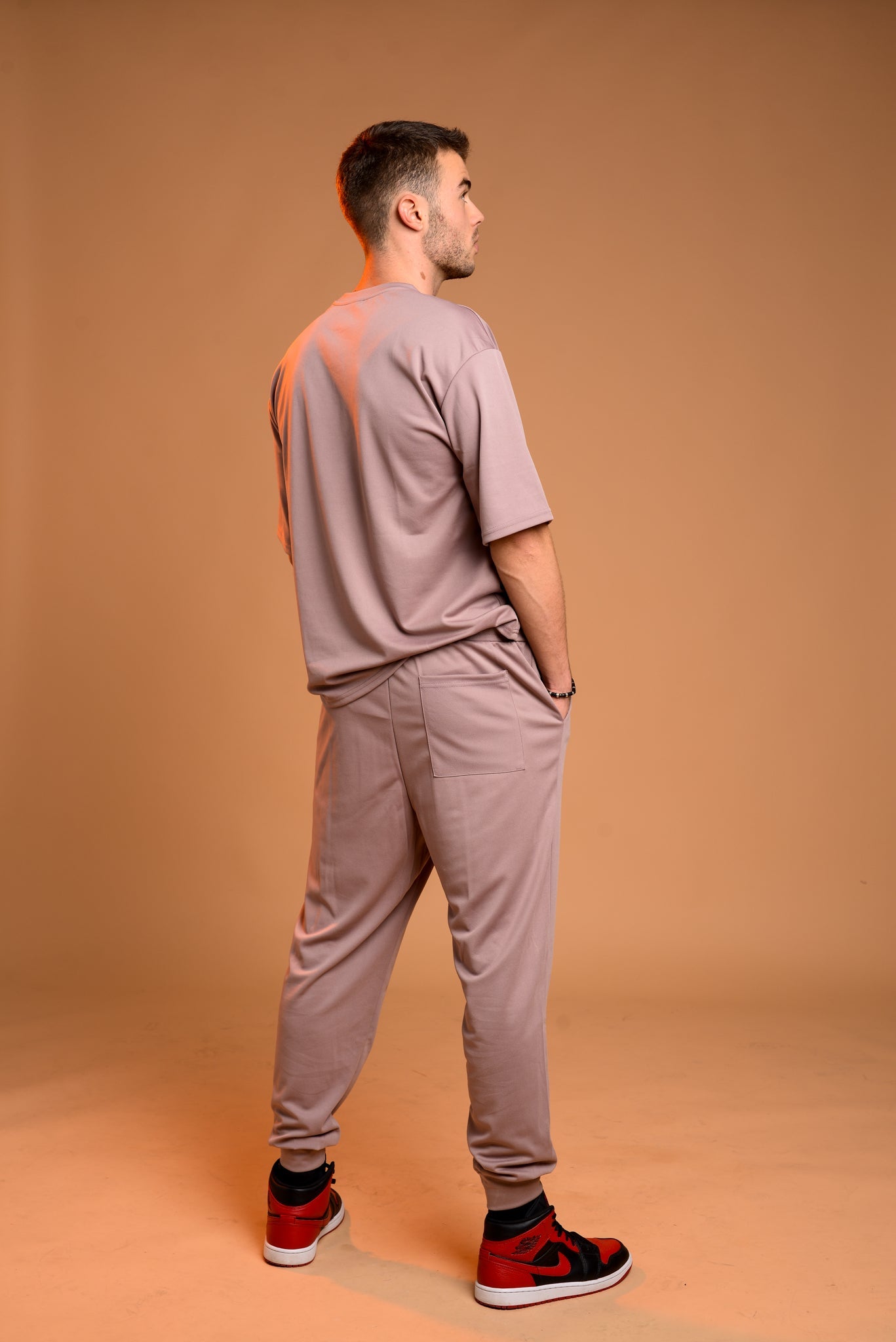 (Set)Men Drop Shoulder Tee and Sweatpants Set