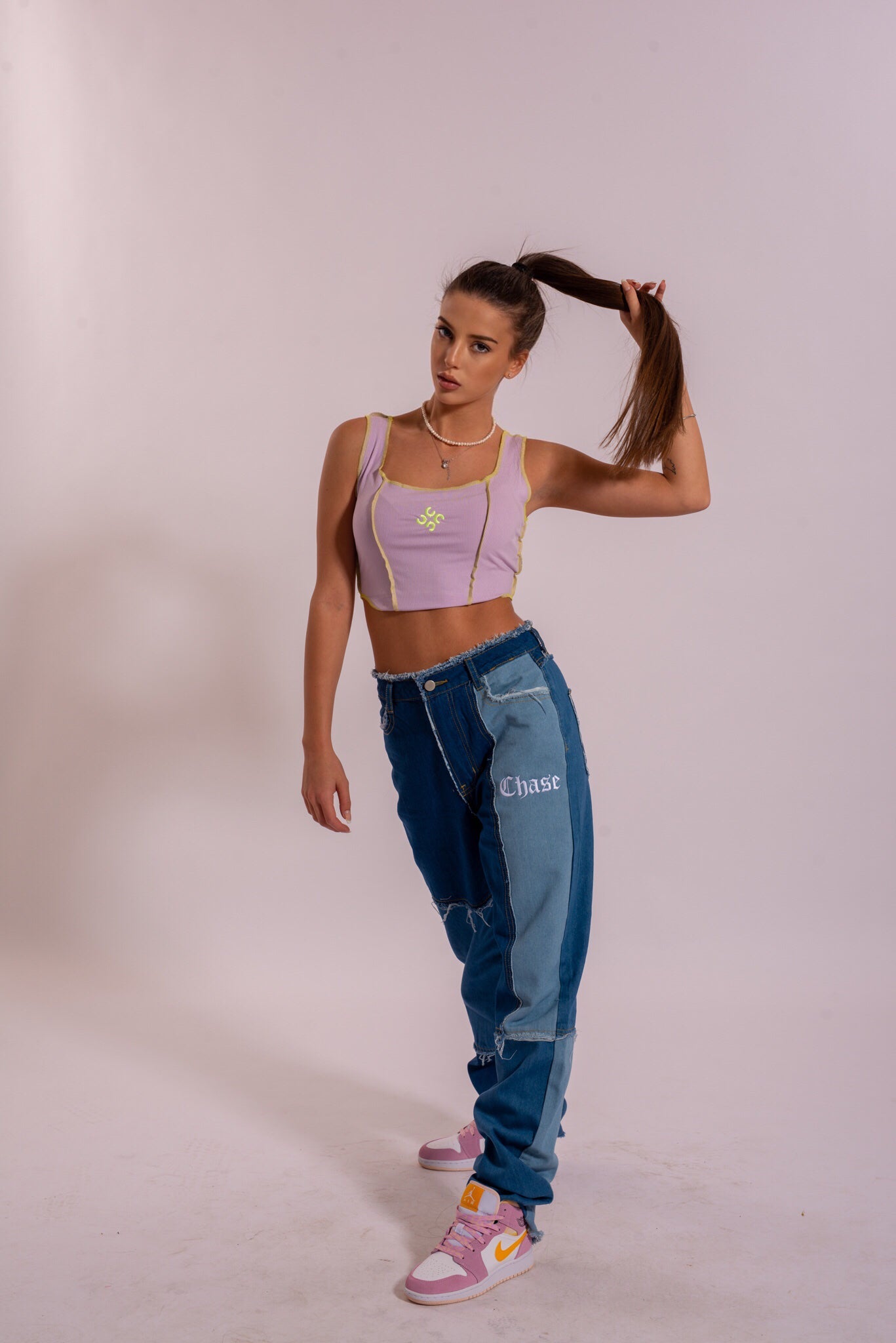 Neon Crop Top With Embroidery