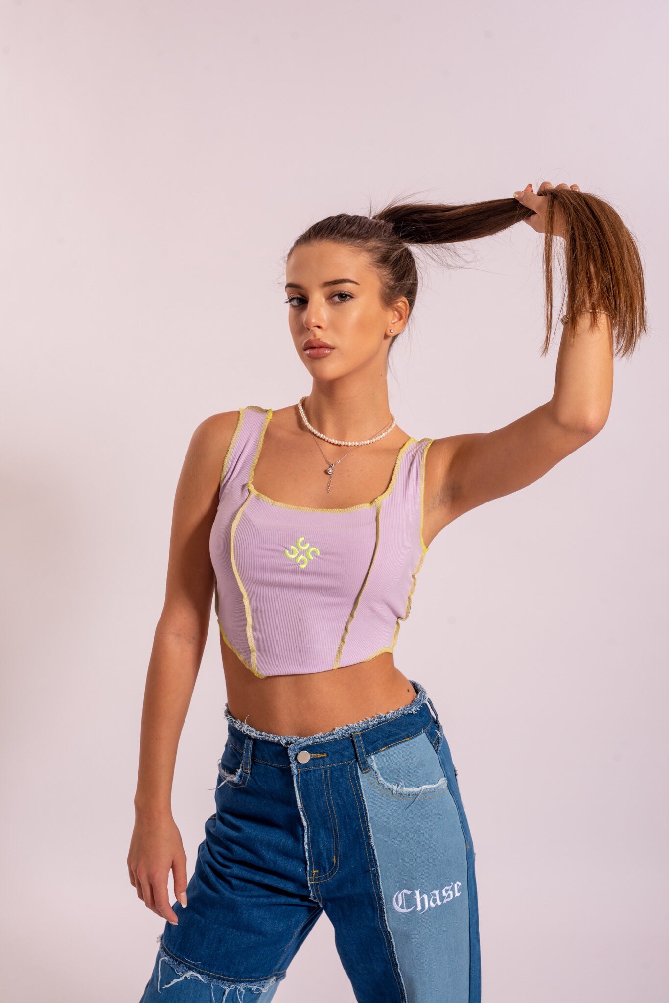 Neon Crop Top With Embroidery