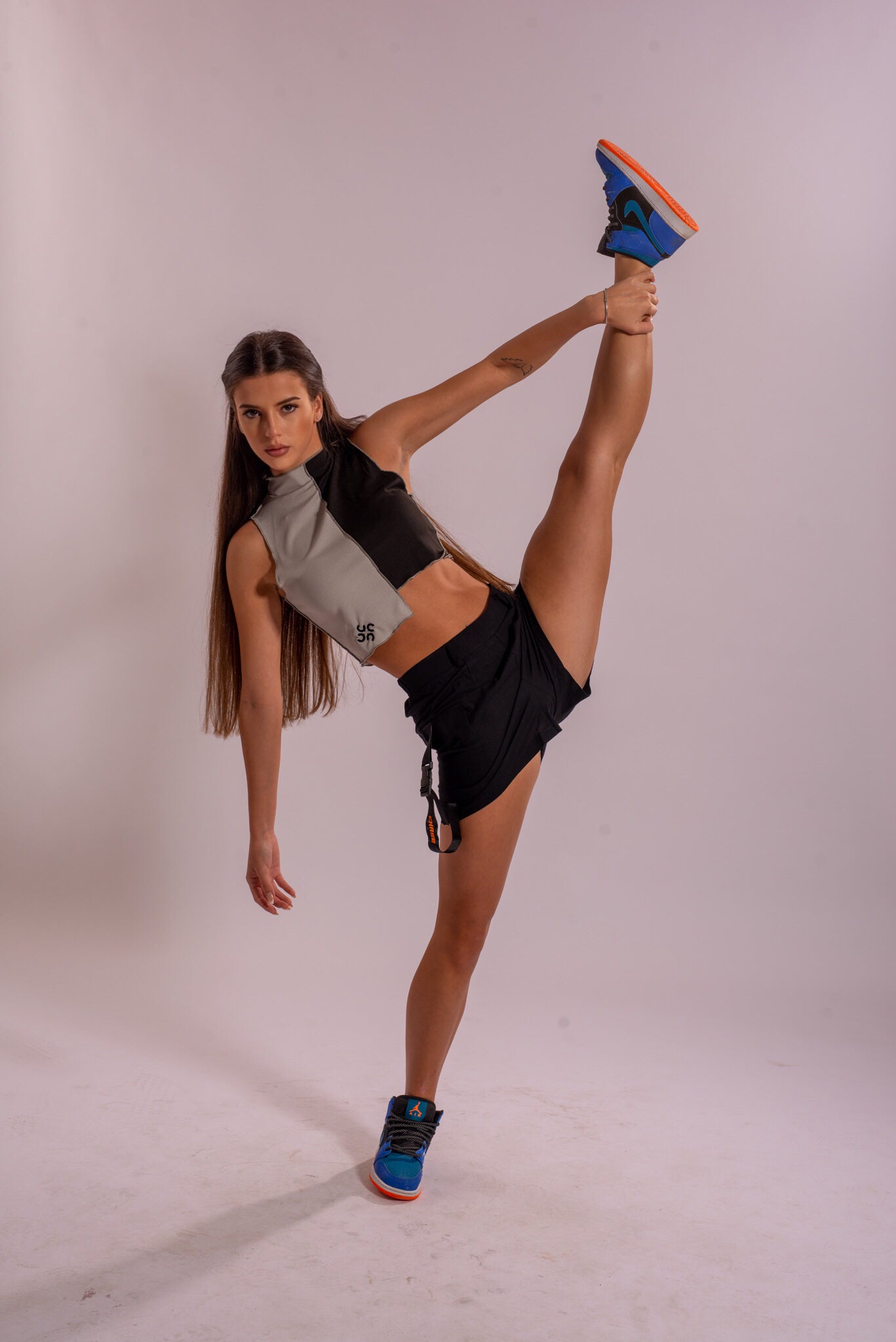 Colorblock Asymmetrical Crop Tank Top