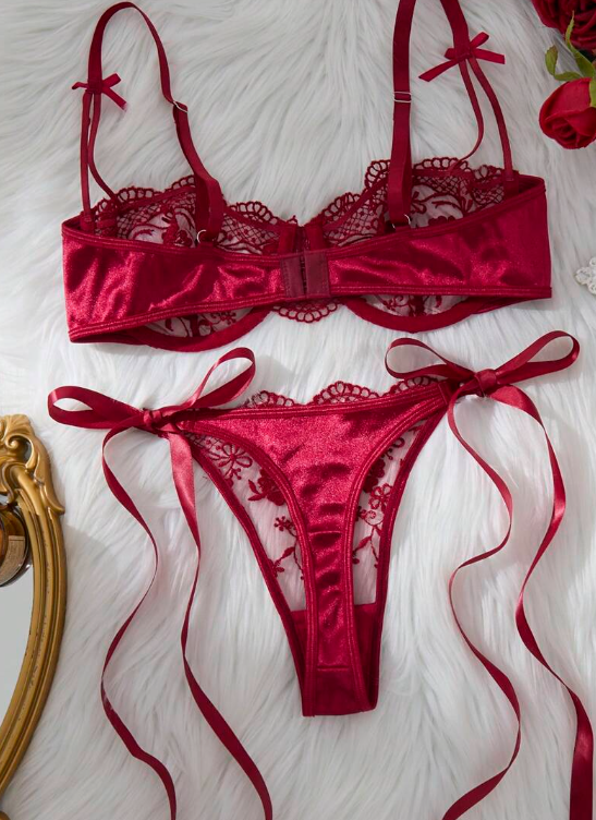Red Tie Lingerie Set