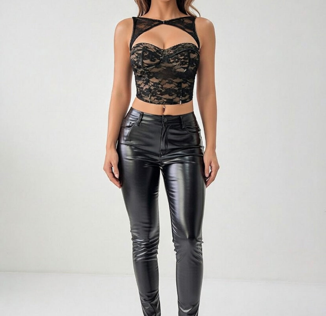 Black Lace Crop Top