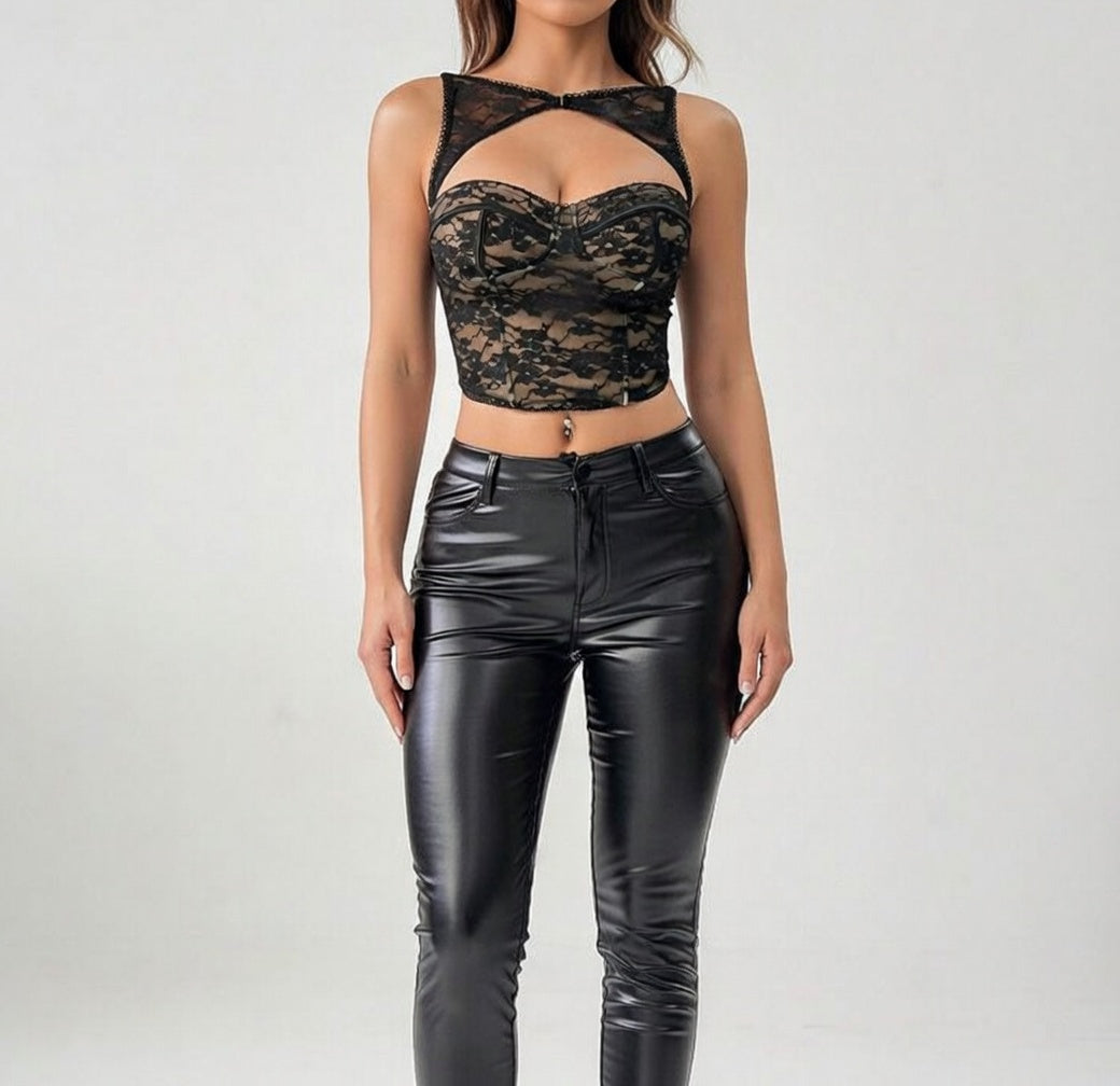 Black Lace Crop Top