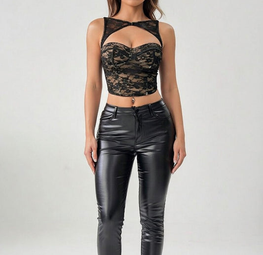 Black Lace Crop Top